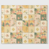 Pastel Geel Perzik Quilt Gingham Stippen  Cadeaupapier (Vlak)