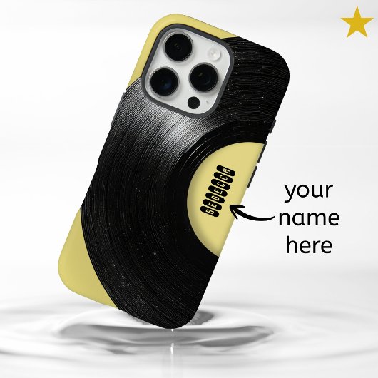 Pastel Geel Retro Vinylplaat Aangepaste Naam Case-Mate iPhone Case