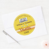 Pastel Geel Rhinestone Cupcake Cake Paktlabel Ronde Sticker (Envelop)