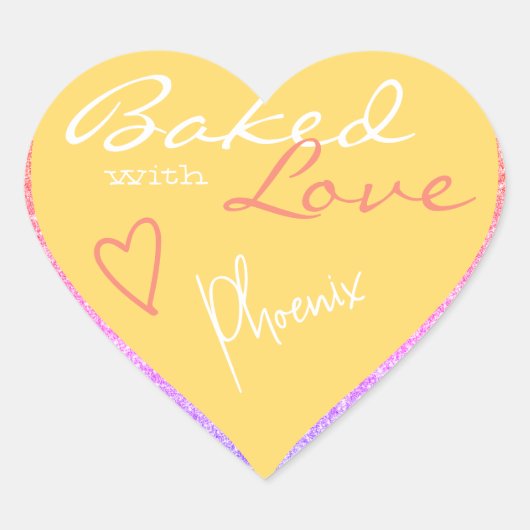 Pastel Geel Roze Glitter met flauwte liefdeshars Hart Sticker (Voorkant)