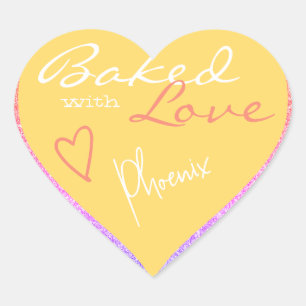 Pastel Geel Roze Glitter met flauwte liefdeshars Hart Sticker