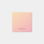 Pastel Geel Roze Gradiënt Monogram Post-it® Notes (Voorkant)