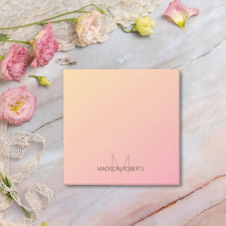 Pastel Geel Roze Gradiënt Monogram Post-it® Notes