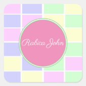 Pastel geel roze groen paarse kleuren vierkante sticker (Voorkant)