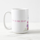 Pastel geel roze witte bloemen koffiemok (Links)