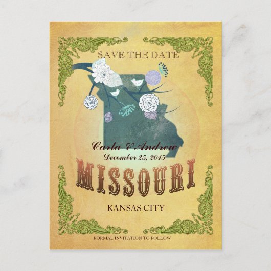 Pastel geel Save the date - Kaart met prachtige vo (Voorkant)