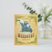 Pastel geel Save the date - Kaart met prachtige vo (Staand voorkant)