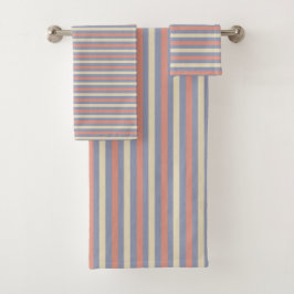 Pastel geel, sinaasappel en blauwe strepen bad handdoek