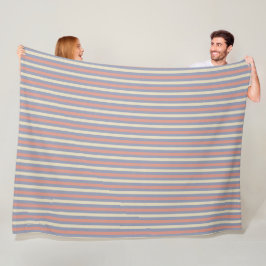 Pastel geel, sinaasappel en blauwe strepen fleece deken