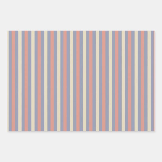 Pastel geel, sinaasappel en blauwe strepen inpakpapier vel (Voorkant 3)