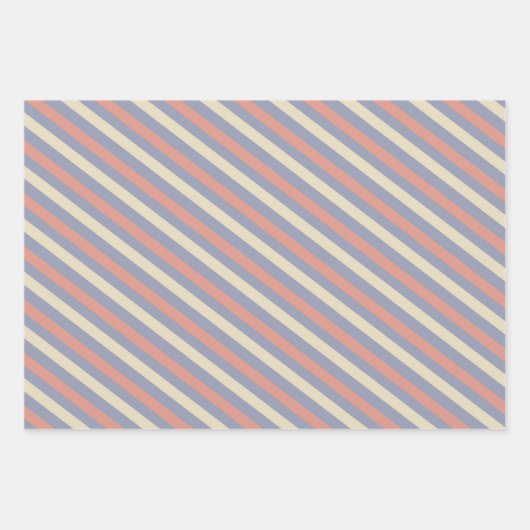 Pastel geel, sinaasappel en blauwe strepen inpakpapier vel (Voorkant 2)