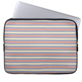Pastel geel, sinaasappel en blauwe strepen laptop sleeve