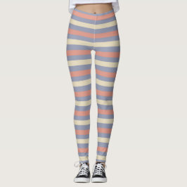 Pastel geel, sinaasappel en blauwe strepen leggings