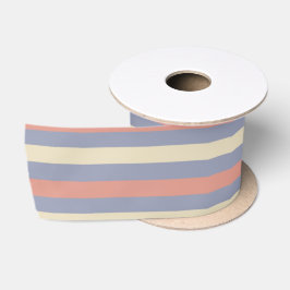 Pastel geel, sinaasappel en blauwe strepen satijnen lint
