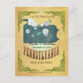 Pastel geel Sla de datum-kaart op met mooie vogels Aankondigingskaart (Voorkant)