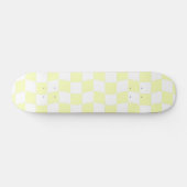 Pastel Geel Wit Geometrisch Checker Patroon Persoonlijk Skateboard (Horizontaal)