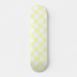 Pastel Geel Wit Geometrisch Checker Patroon Persoonlijk Skateboard