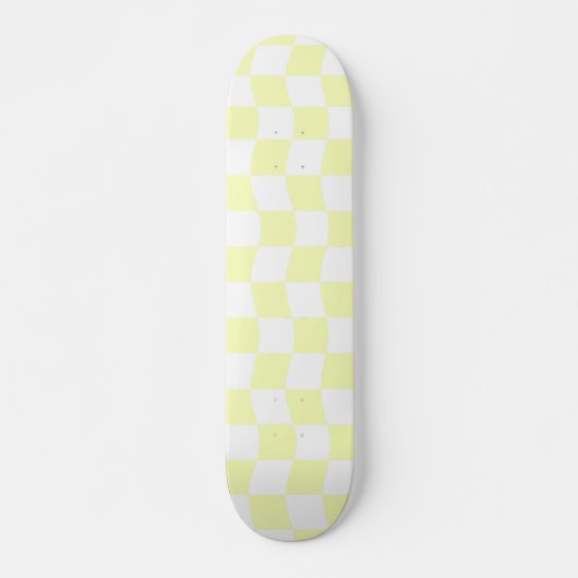 Pastel Geel Wit Geometrisch Checker Patroon Persoonlijk Skateboard (Voorkant)