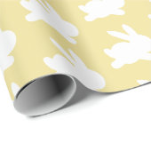 Pastel Geel Wit Paashaas Patroon Gift Cadeaupapier (Rol Hoek)