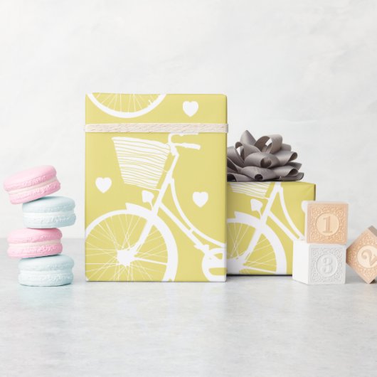 Pastel Geel Witte  Retrofiets Cadeaupapier (Baby Shower)