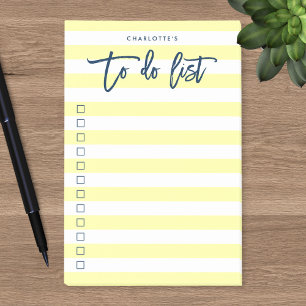 Pastel Geel & Witte Stripes Blauw om Lijst te doen Post-it® Notes