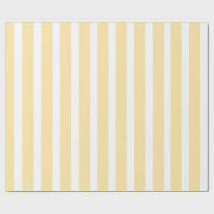 Pastel Geel & Witte Verticale Streep Cadeaupapier