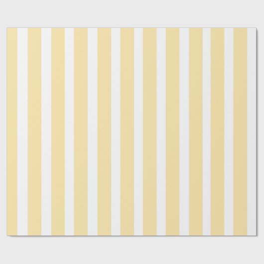 Pastel Geel & Witte Verticale Streep Cadeaupapier (Vlak)