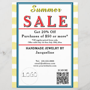 Pastel Geel Witte Waterverf Zomer Sale Flyer