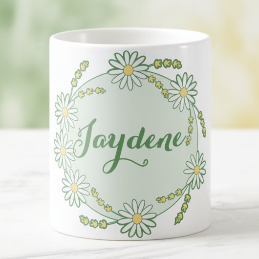 Pastel Geelgroene Aangepaste Madelief Magische Mok