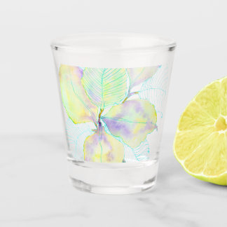Pastel Geelgroene Aquarel Botanische Bladeren Shot Glas