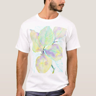 Pastel Geelgroene Aquarel Botanische Bladeren T-shirt
