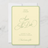 Pastel Geelgroene Strepen Rand Retro Bruiloft Save The Date (Voorkant)