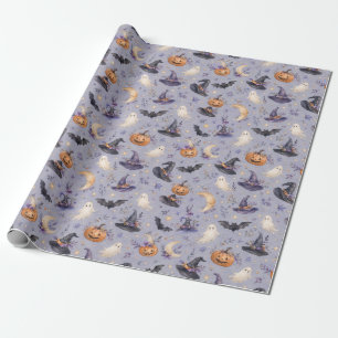Pastel Geest Heksenhoed Halloween Patroon Cadeaupa Cadeaupapier