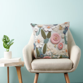Pastel Gehaakte gebreide Bloemen Sierkussen