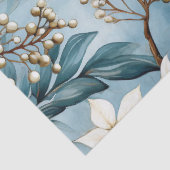 Pastel Geïnspireerd Winter Blauw Bloemen Tissuepapier (Detail)