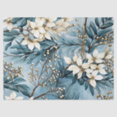 Pastel Geïnspireerd Winter Blauw Bloemen Tissuepapier (Voorkant)