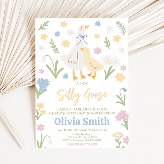 Pastel Gekke Goose Baby shower Kaart
