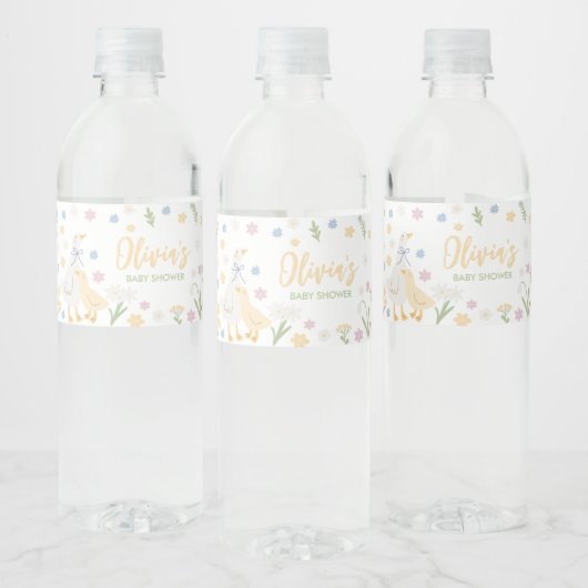Pastel Gekke Goose Baby shower Waterfles Etiket (Flessen)