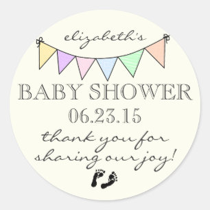 Pastel gekleurd Bunting-Baby shower dank u Ronde Sticker