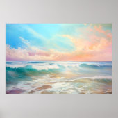 Pastel gekleurd zeegezicht - AI Poster (Voorkant)