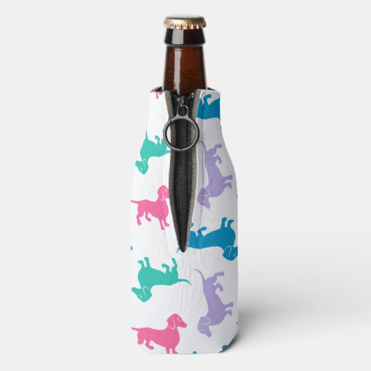 Pastel gekleurde dachshunds flesjeskoeler (Fles Achterkant)