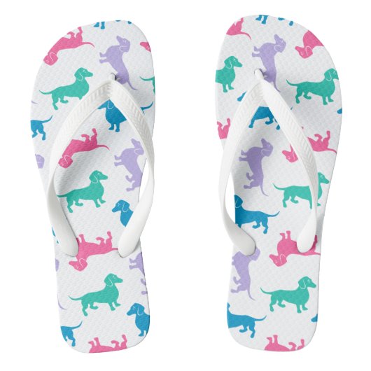 Pastel gekleurde dachshunds teenslippers (Voetbed)