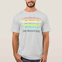 Pastel gekleurde Kayaks grafische kaart op maat T-shirt