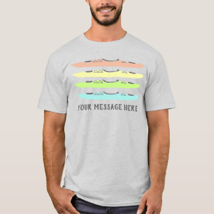 Pastel gekleurde Kayaks grafische kaart op maat T-shirt