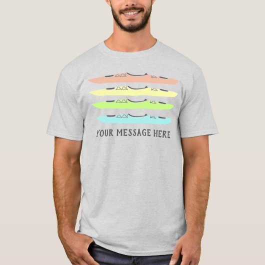Pastel gekleurde Kayaks grafische kaart op maat T-shirt (Voorkant)
