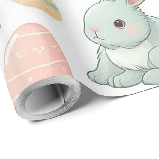 Pastel gekleurde paaskonijnen en paaseieren cadeaupapier (Rol Hoek)