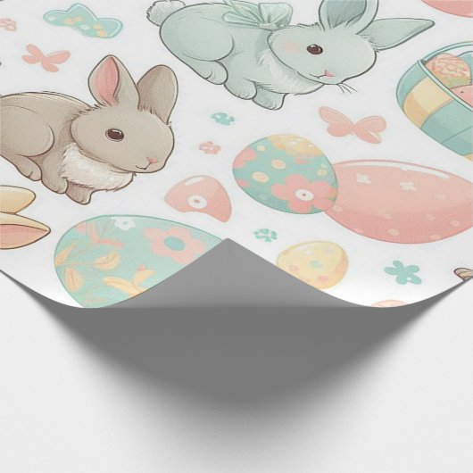 Pastel gekleurde paaskonijnen en paaseieren cadeaupapier (Hoek)