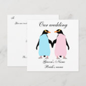Pastel gekleurde pinguïns bruiloft uitnodiging (Voorkant / Achterkant)