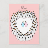 Pastel gekleurde pinguïns in het hart briefkaart (Voorkant)