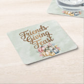 Pastel gekleurde pompoenen Vriendschapsfeest Kartonnen Onderzetters (Schuin)